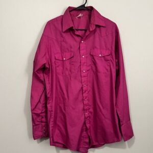 USED Men's Long Sleeve Button Down Shirt Color Violet Size Medium